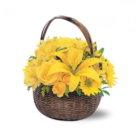 Yellow Floral Basket